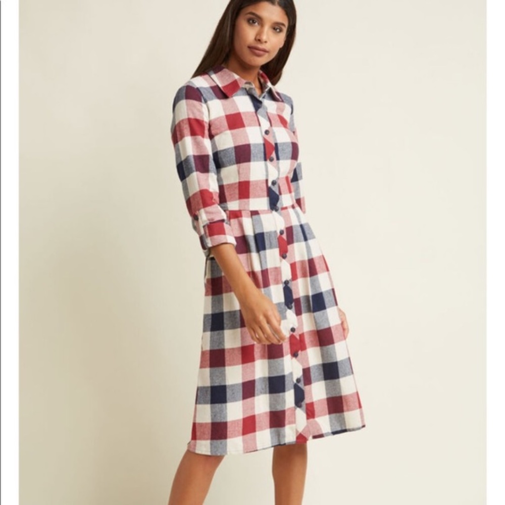 ModCloth Jam, Girl Shirt Dress in Mixed Berry